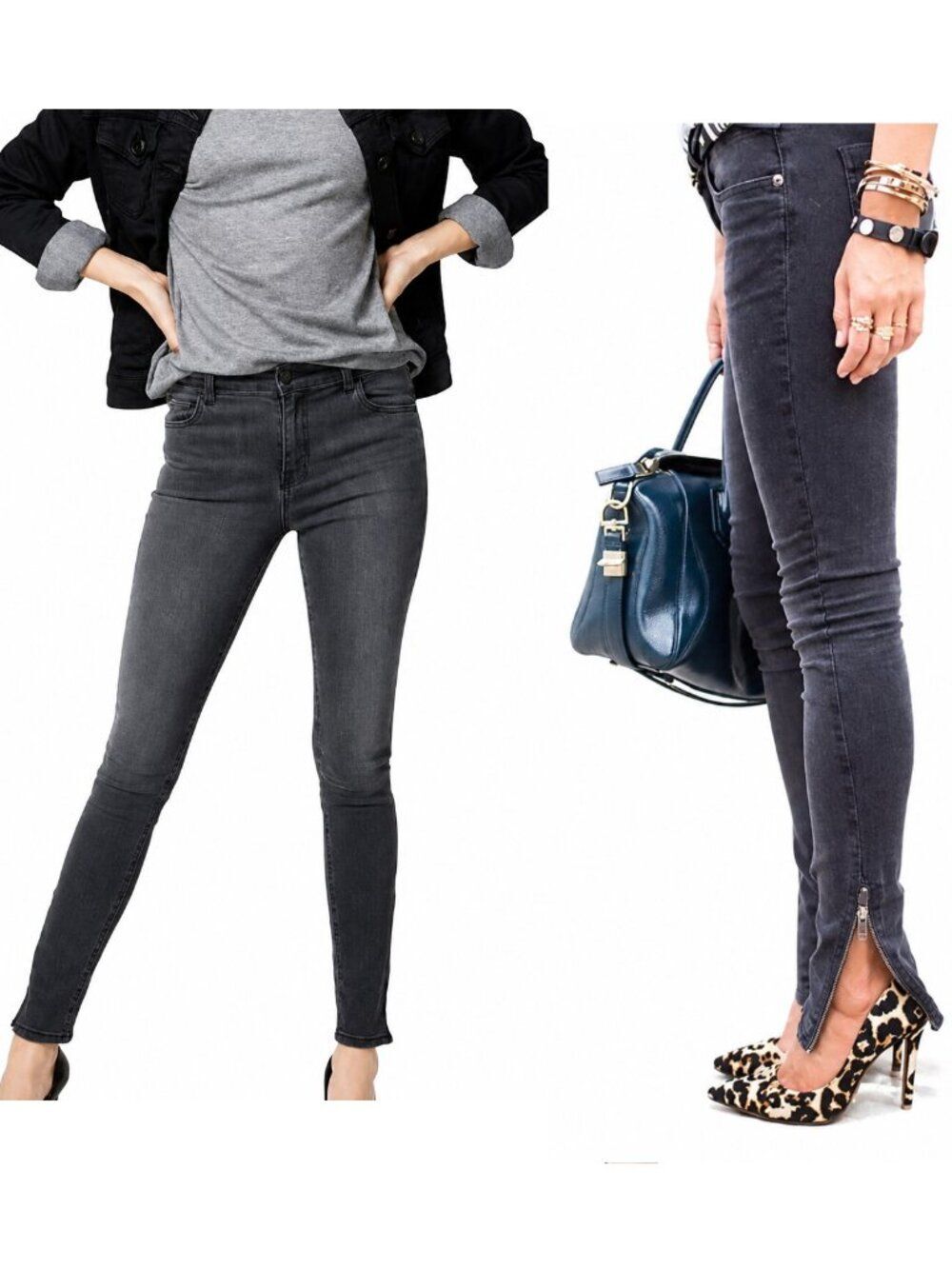 J Brand "Underground" Premium Denim Skinny Low Rise Gray Jeans Size 28